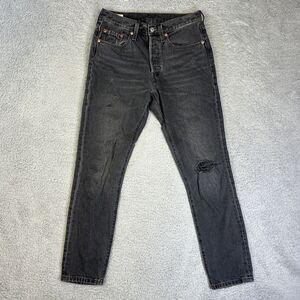 Levis 501xx Student Premium Jeans‎ Mens 28x28 Black Denim Button Fly Distressed